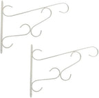 Gardenised Curved Scroll Metal Wall Bracket for Hanging Accessories and Flowerpots Suitable for Indoor & Outdoor Use, White Set of 2 by Gardenised