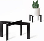 4 Pack Plant Stand Indoor Outdoor,Metal Mid-Century Pot Stand,Modern Plant Holder Rattan Flower Plant Stool,Low Short Plant Stands for Indoor Fit 5-12 Inch Pot,Black(Pot & Plant Not Included) by IZIDDO