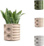 Eyely ASU2003B-2SET Mack Modern Geometric Indoor Brutalist Style Eco-Friendly 3D Printed Planters with Drainage, White (Set of 2) - Image 4