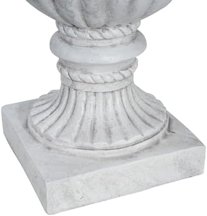 26" Antique White Large Urn Planter Outdoor – Pedestal Planters for Outdoor Plants, Classic Garden Urn Flower Pot for Front Porch, Patio or Indoor Display, Durable Magnesium Oxide Construction - Image 5