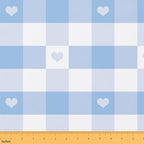 Erosebridal Plaid Fabric By The Yard, Heart Shaped Check Upholstery Fabric for Chairs, Cute Lattice Decorative Fabric, DIY Art Fabric, Clothing Gift Waterproof Fabric, Blue White, 5 Yards by Erosebridal