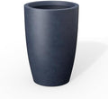 Kante Small Round Tapered Charcoal Concrete Planter 18.1" Tall, Outdoor by Unknown