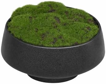 Black Ceramic Moss Bowl | 8 Inch | Artificial Moss Centerpiece | Decorative Table Bowl - Image 5