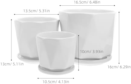 UPKOCH 1 Set Succulent Pots: Small Ceramic Planter Pots - Indoor Plant Planter with Drainage Hole & Saucers - White Flower Planter for Succulents Cactus Mini Plants - Image 5
