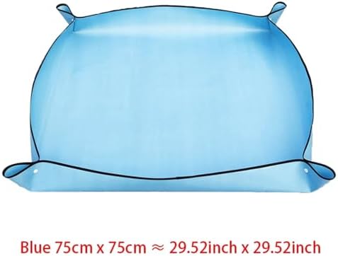 Repotting Mat Planting Mat Home Gardening Supplies Potting Pad Foldable Garden Plant Flower Pot Reusable Transplanting Waterproof Mats(Blue 75 X 75CM) - Image 2