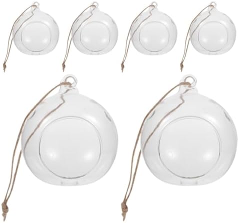 6pcs Hanging Glass Globe Tea Light Holder with Rope by DIYEAH