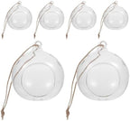 6pcs Hanging Glass Globe Tea Light Holder with Rope by DIYEAH