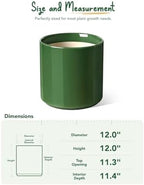 LE TAUCI 12 Inch Pot for Plants, Ceramic Indoor Planter, Bamboo Green - Image 3