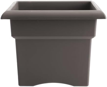 Bloem Veranda 14" Plastic Square Planter Box, Peppercorn, 2-Pack - Image 5