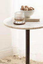 Kate and Laurel Tira Round Marble Side Table, 14 x 14 x 24, White Marble and Dark Brown, Decorative Pedestal End Table for Use as a Bedroom Nightstand or Living Room Plant Stand Table - Image 5