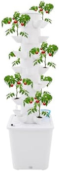 Hydroponics Tower Indoor Growing System,7-Tier 35-Hole Vertical Garden Planter,Herb Garden Kit with 2.64Gal Water Tank,Automatic Water Circulation Pump for Gardening Lover (White-A) by KannBeki