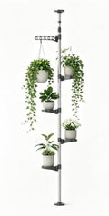 BAOYOUNI Plant Stand 5-Tier Tension Rod Pole Flower Holder Rack ，Grey by BAOYOUNI