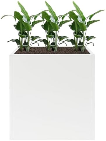 Xuthusman 24"X10"X24" Metal Planter Box,Free Standing Rectangular Plant Box with Removable Shelf Drainage Hole Modern Outdoor/Indoor Flower Box for Windowsill Garden Balcony（White） - Image 7