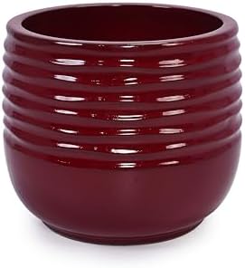 Handmade Glazed Ceramic Planters Set of 3, Large Flower Pots, Red - Image 6