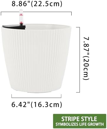 Dexceder 9x8 Self Watering Planters Indoor (2 Pack, White) - Image 3
