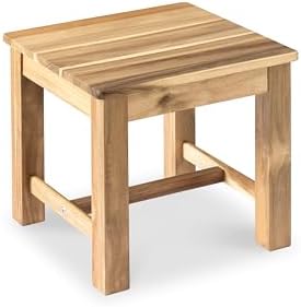 12" Wooden Step Stool, Small Wood Stool for Bathroom, Kitchen - White Oak by VICTORYRELAX