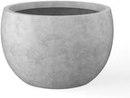 Kante Large Round Bowl Pale Gray Concrete Planter 20" Dia, Outdoor by Unknown
