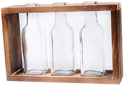 Terrarium Vases Wooden Frames Transparent Glass Tubes Plant Propagation Tube Vase Gardening Art Home Office Decor (3 Bottle) by Duiaynke
