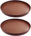 Yukfona Ceramic Plant Saucer Tray 2 Pcs 8 Inch Brown, 8.5" OD x8.15 ID x1 Deep| Fits Flower pots Bottom≤ 8.15", Heavy Duty Glazed Round Planter Drip with Catch Basin for Indoor Outdoor Plants by YUKFONA