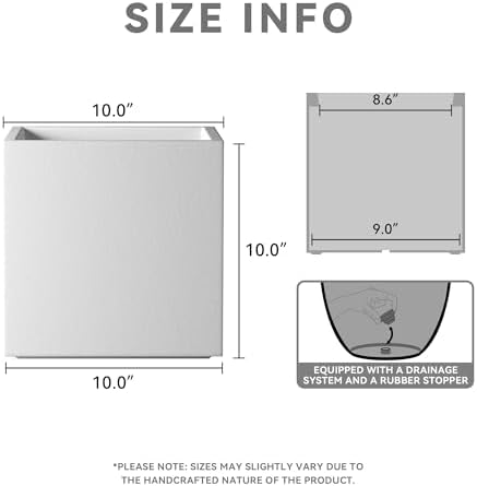 Kante Small Square White Concrete Planter 10" W, Outdoor - Image 2