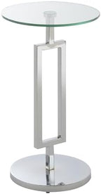 Convenience Concepts Town Square Chrome Glass Drinks End Table 12" - Round Cocktail Side Accent for Modern Living & Family Room, Geometric Metal Plant Stand, Display Pedestal - Image 4