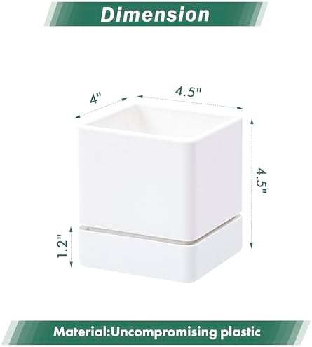 D'vine Dev 4-Pack Plastic Herb Planter Pots, 4 in, White, 76-Y-A4-1 - Image 2