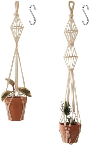 Macrame Planter Hanger (2, Black, XXL) by XINBOR