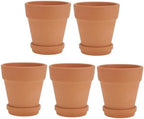 Red Clay Succulent Pots with Saucers 8x8cm Red Pottery Containers Set of 5 for Indoor and Outdoor Gardening, Breathable Terracotta Flower Planters with Drainage for Home and Garden - Image 6