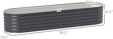 Outsunny 8' x 2' x 1.4' Galvanized Raised Garden Bed Kit, Dark Gray - Image 7