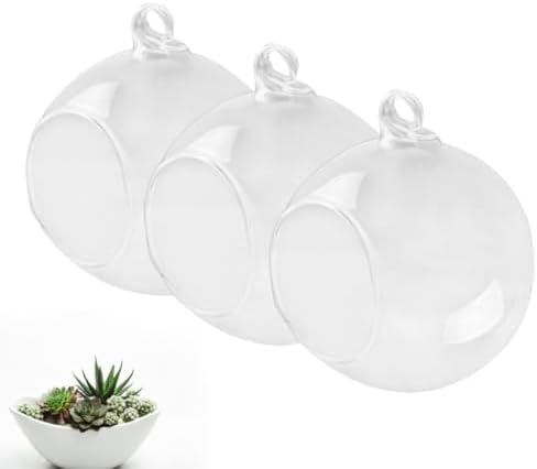 Borosilicate Hanging Glass Ball Vase with Flat Base 6 Pcs 100mm High - Image 2