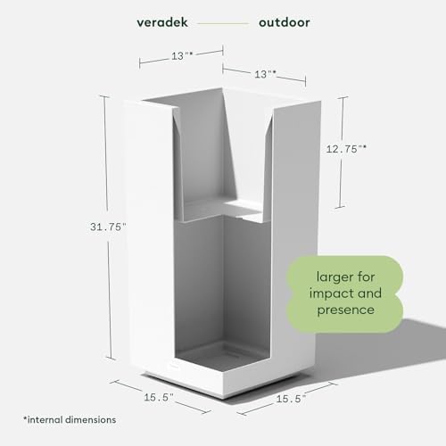 Veradek Block Series Pedestal Planter - Tall Rectangular Outdoor Planter - Image 2