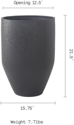 FAB HAB Glade Handmade Tall Metal Planters in Matte Black - Large, Indoor/Outdoor, Lightweight with Drainage Holes - Image 2