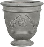 Christopher Knight Home 18.11 Inch Classical Garland Carved Pedestal Urn Planter MGO Faux Stone, for Patio Porch Entryway Decor, Gray - Image 4
