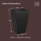 Mayne Kade 38in Self-Watering Modern Tall Square Planter, Black - Image 4