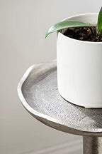 Kate and Laurel Alessia Modern Decorative Metal Drink Table; 8 x 8 x 22; Silver; Stunning Cast Aluminum Pedestal Plant Stand with Rough Texture and Deckled Edge - Image 5