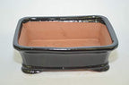 Bonsai Ceramic Pot 8", Black Color, Glazed with draining Holes. - Image 2