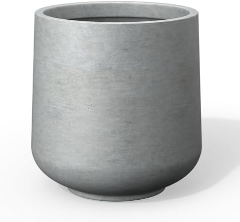 Kante Round Concrete Planter, 16.5-Inch Dia Barrel-Style Garden Pots with Drainage Hole for Home, Patio and Garden, Flower and Tree Planter (13.8" Opening), Gray by Unknown