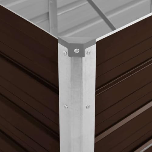 vidaXL Garden Raised Bed Brown 63"x15.7"x30.3" Galvanized Steel - Image 4