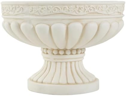 Christopher Knight Home Lina 15.94" H Classical Urn Planters Set of 2, MGO Outdoor Flower Pots, Weather-Resistant Outdoor Planters Set, Scroll & Fluted Pedestal Planter Pot, Antique White - Image 5