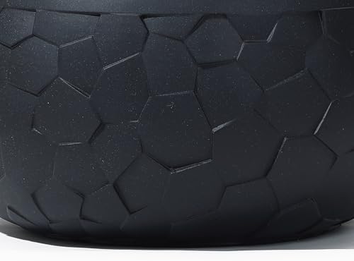 LuxenHome 17.5" Dia Round Concrete Planter, Modern Black Geometric - Image 6