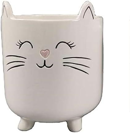 Planter for Succulent Plant Ceramic Plant Pots Indoor, Novelty Planters for Home Office Garden (White Cat Large, 1) by SILVERFEVER