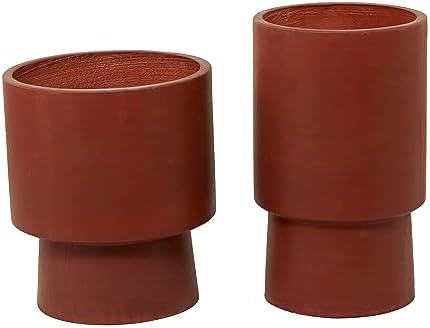Deco 79 Magnesium Oxide Planter, Set of 2 17", 14" H, Red - Image 3