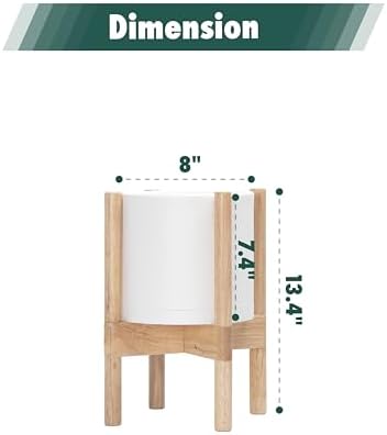 D'vine Dev Plastic Pot with Natural Wood Stand, White, 8 in, 55-C-J-1 - Image 3