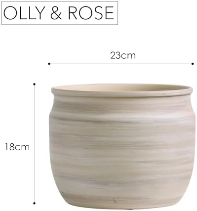 Olly & Rose Large Ceramic Plant Pot Brushed Grey/Brown Taupe - Ceramic Planter Terracotta 9 Inch Outdoor and Indoor Plant Pot for Home and Garden - Image 5