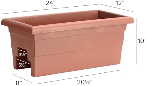 Root & Vessel Countryside Railing Planter Box, 24 Inch, Terra - Image 3