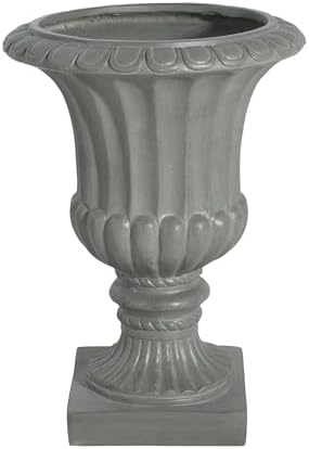 Large Gray Urn Planter Outdoor, 26-inch Tall Magnesium Oxide Pedestal Planter for Garden, Patio, or Porch - Weather- & No Assembly Required - Image 7