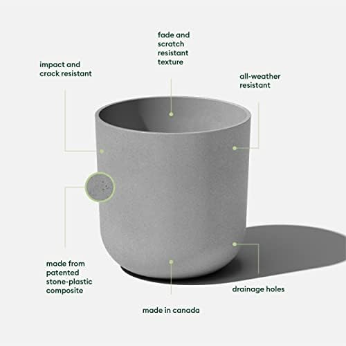 Veradek Round Lima Plastic Planter Pots for Indoor/Outdoor Garden Use, Gray, Suitable for Small to Large Succulent Plants, Flowers, Modern Interior Plants - Image 2