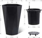 GarveeLife 22.5 in Tall Diamond Planters Set of 2, Self Watering Planters with Water Level Monitor and Wheels, Flower Pots Outdoor and Indoor for Patio, Porch, Living Room, Home Office, Black - Image 4