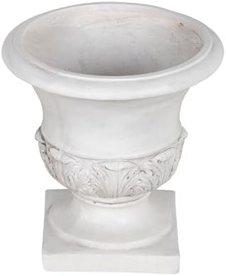 18.31" H Classical Acanthus Leaf Pedestal Urn Planter, Weather-Resistant MGO Outdoor Flower Pot for Garden Patio and Front Porch Entrance,Antique White - Image 4