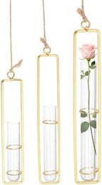 METALLIXITY Hanging Clear Glass Hydroponic Plant Propagation Tube Vase 3Pcs by METALLIXITY